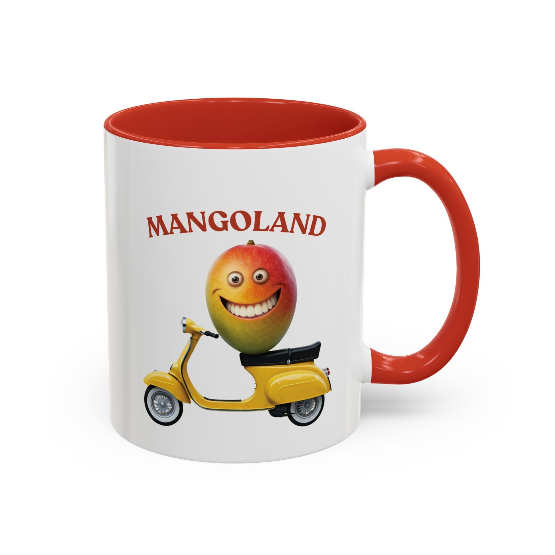 Mango on a Scooter Mug - Fun Tropical Coffee Cup 11oz Red