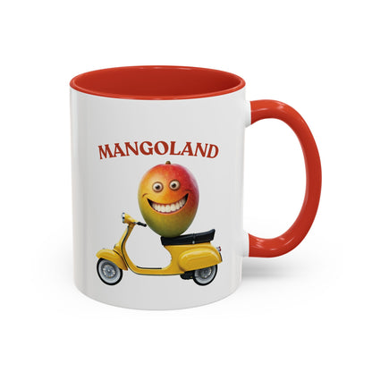 Mango on a Scooter Mug - Fun Tropical Coffee Cup 11oz Red