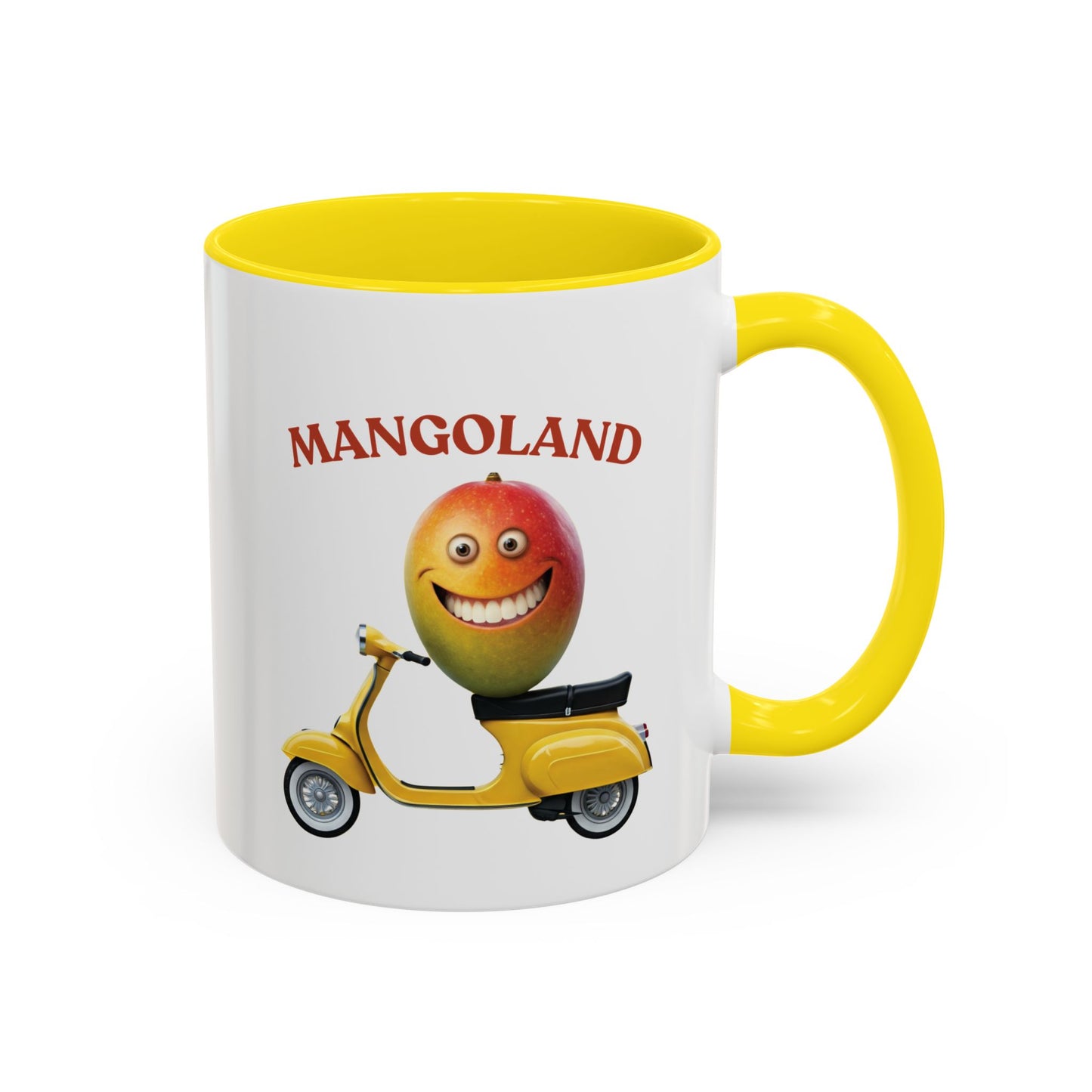 Mango on a Scooter Mug - Fun Tropical Coffee Cup 11oz Yellow