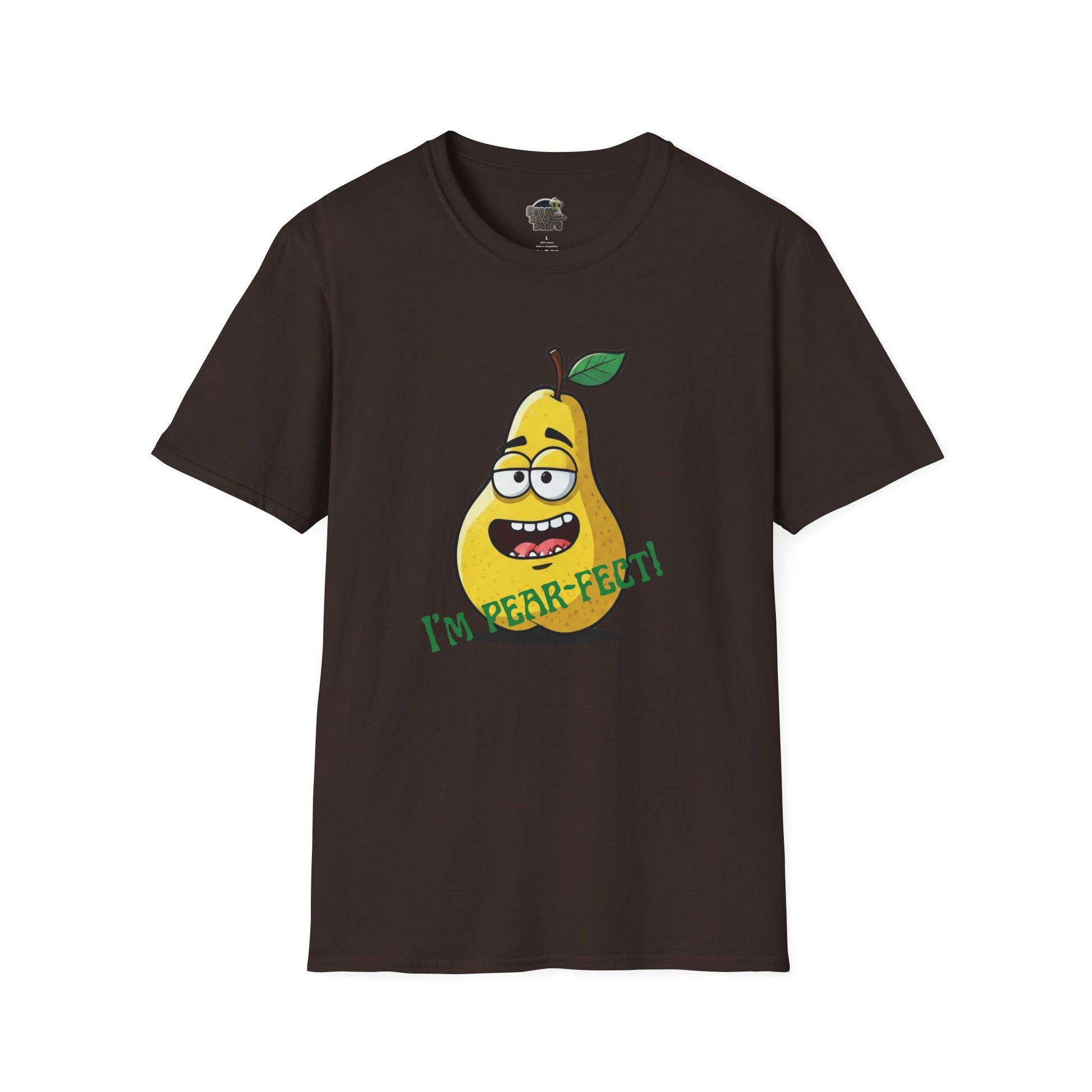Pear T-Shirt: Funny "I'm Pear-fect" Graphic Tee | Organic Cotton & Unique Design Dark Chocolate