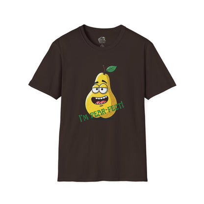 Pear T-Shirt: Funny "I'm Pear-fect" Graphic Tee | Organic Cotton & Unique Design Dark Chocolate
