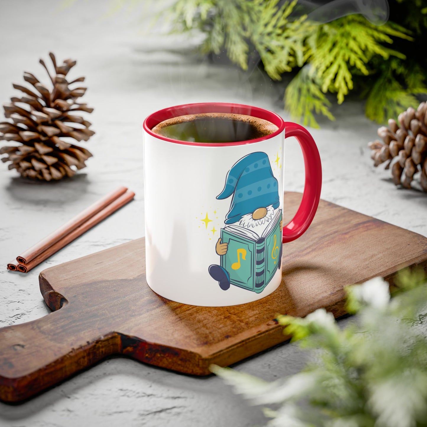 The Enchanted Scholar: Whimsical Gnome Music Book Mug
