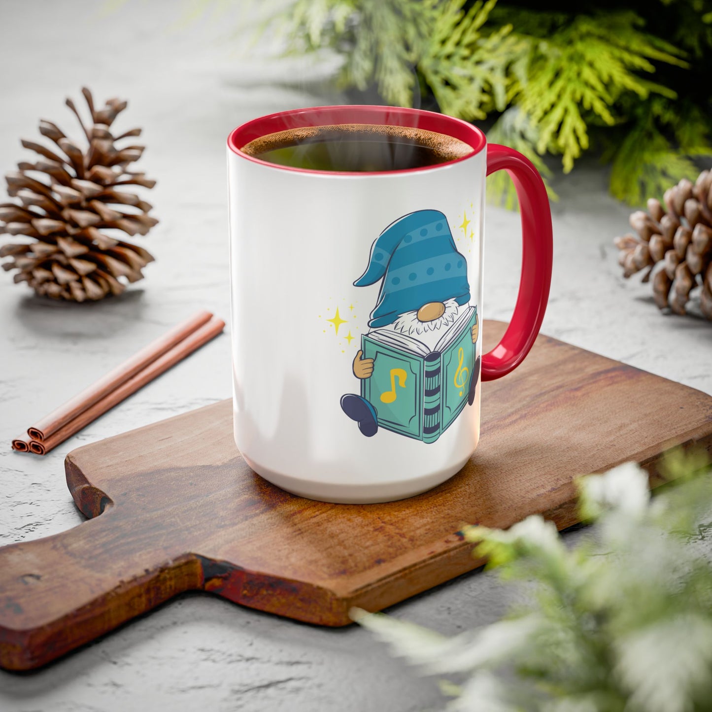 The Enchanted Scholar: Whimsical Gnome Music Book Mug