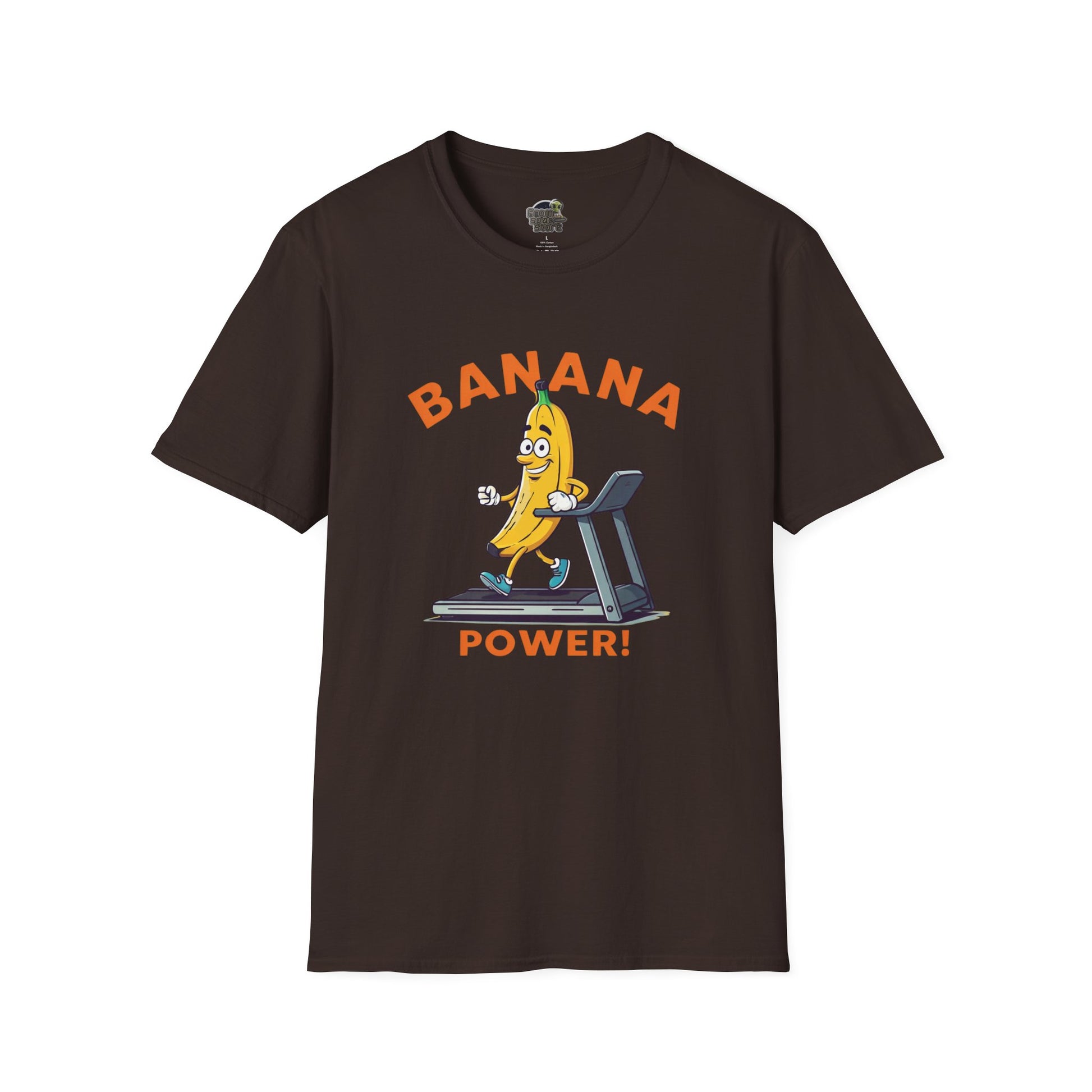 Banana Power t-shirt: Funny Fruit Workout Tee Dark Chocolate