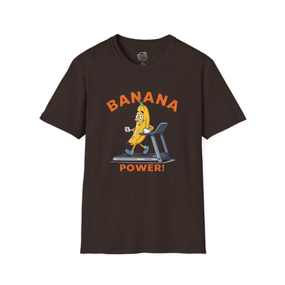Banana Power t-shirt: Funny Fruit Workout Tee Dark Chocolate