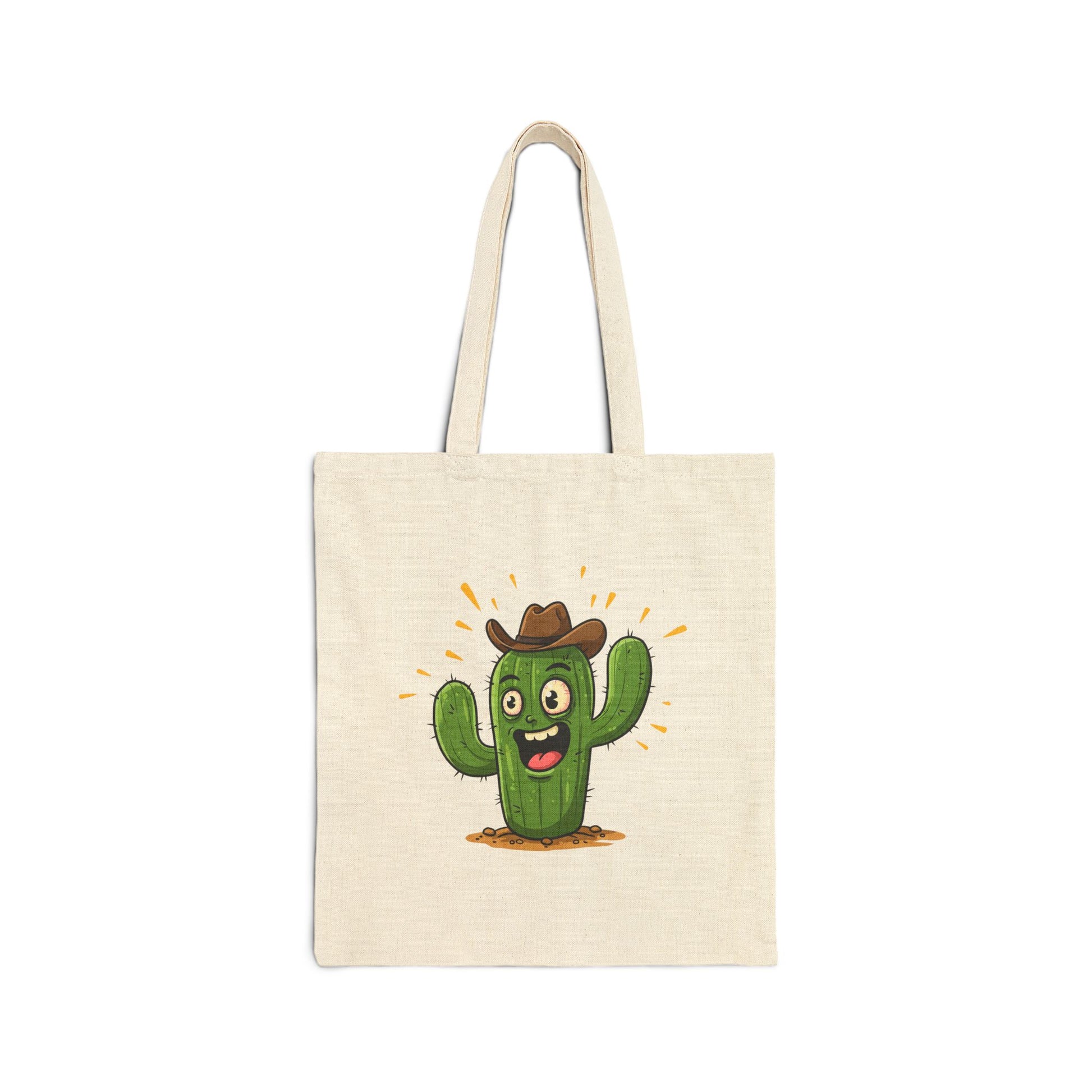 Cactus Cowboy Tote Bag - Eco-Friendly, Fun & Ready for Adventure! Natural 15" x 16"