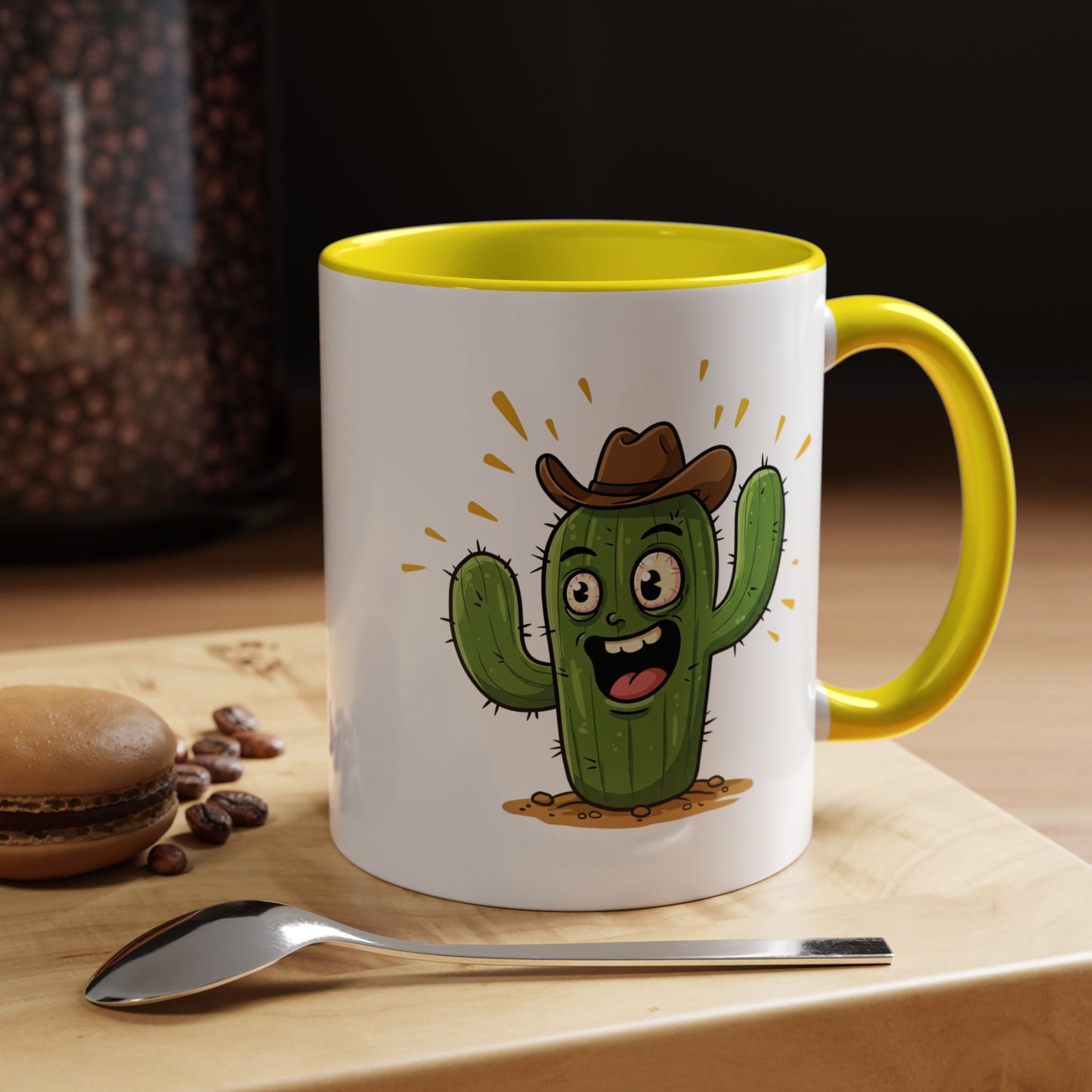 Cactus mania cowboy cactus ceramic coffee 15oz mug with cute western design