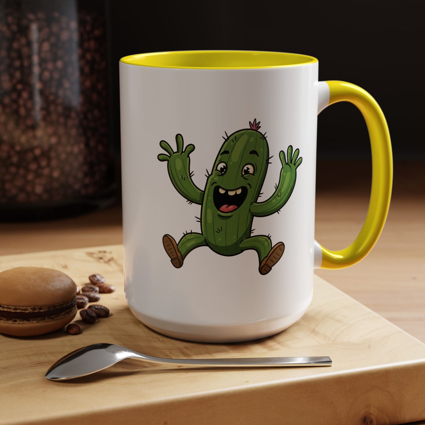 Happy jumping cactus ceramic coffee mug cute succulent drinkware