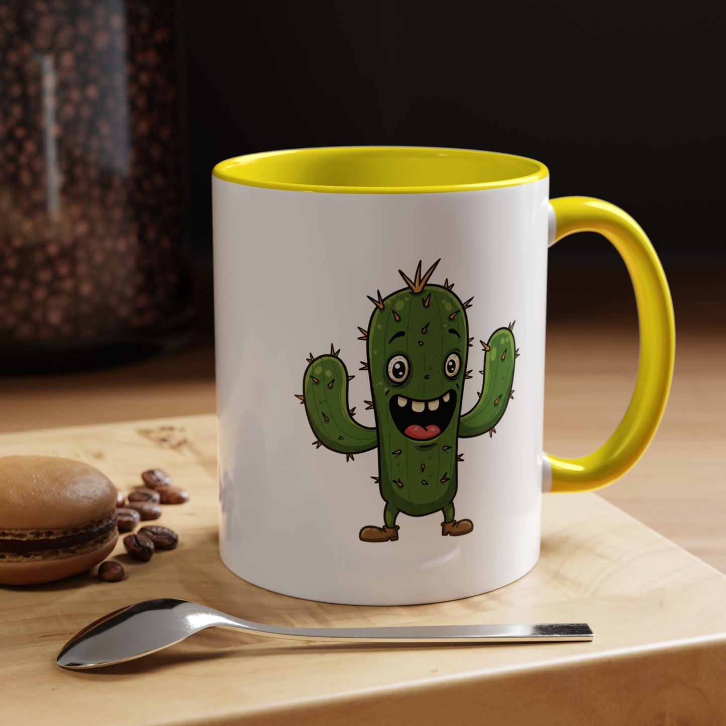 Cactus mania joyful cactus ceramic coffee cup with cute succulent design