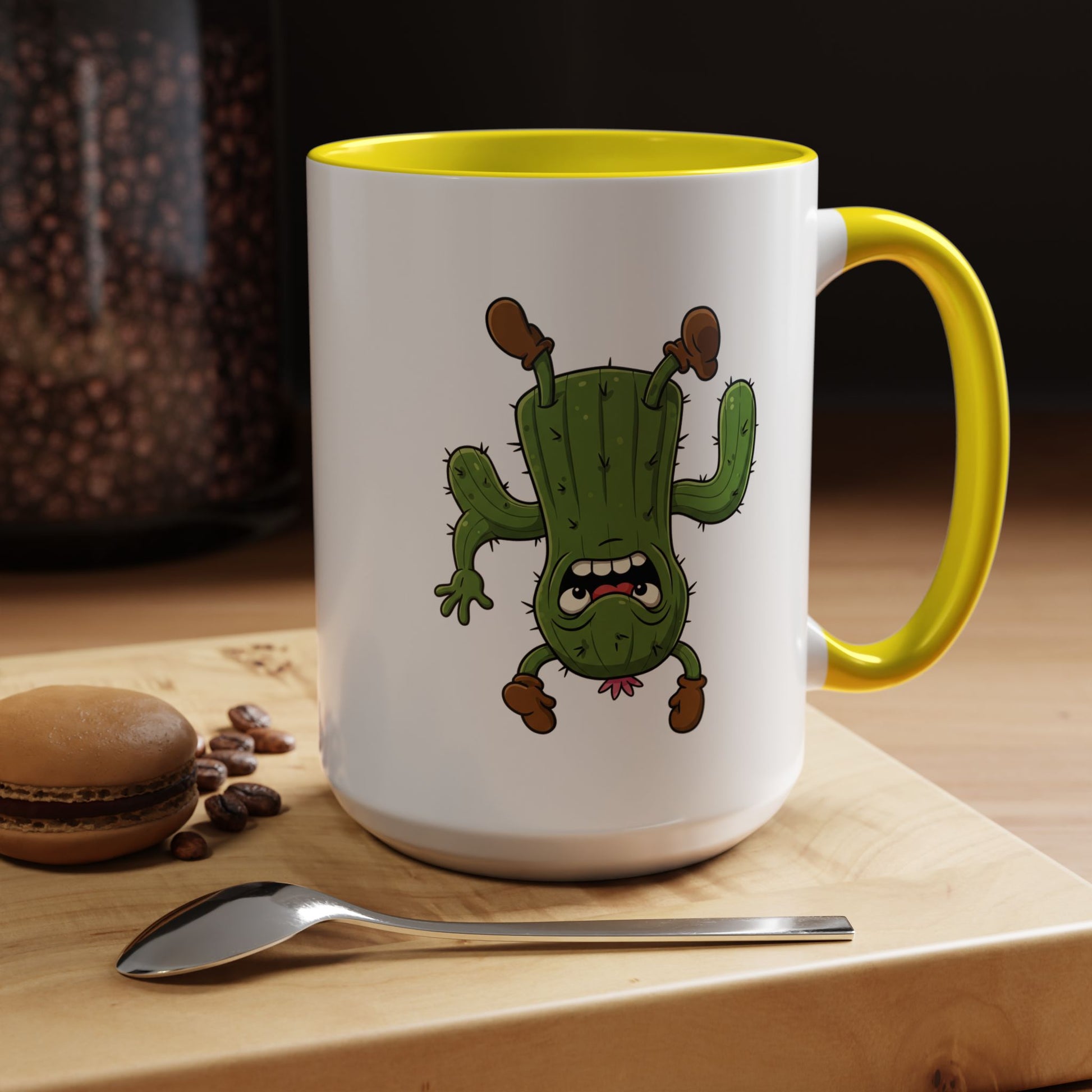 Cactus mania playful cactus ceramic coffee cup for succulent fans