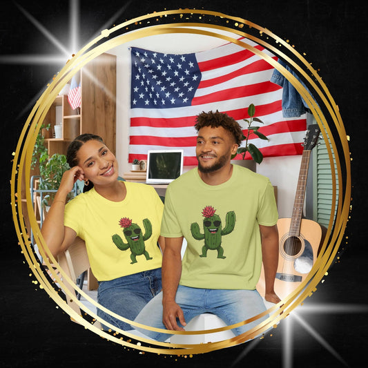 Cactus Mania T-Shirt: Fun Cactus with Sunglasses | Organic Cotton Tee for Nature Lovers