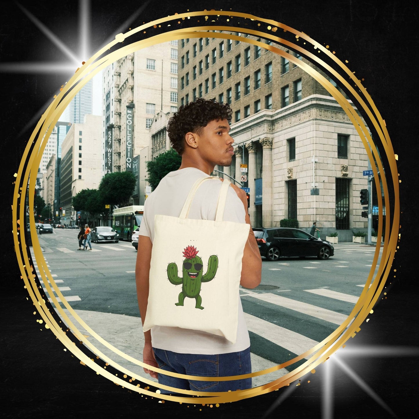 Funny Cactus Tote Bag with Sunglasses - Eco-Friendly & Stylish!