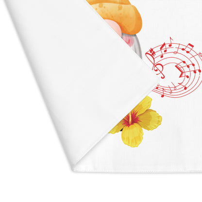 Decorative paper with a parrot and flower design on a white background