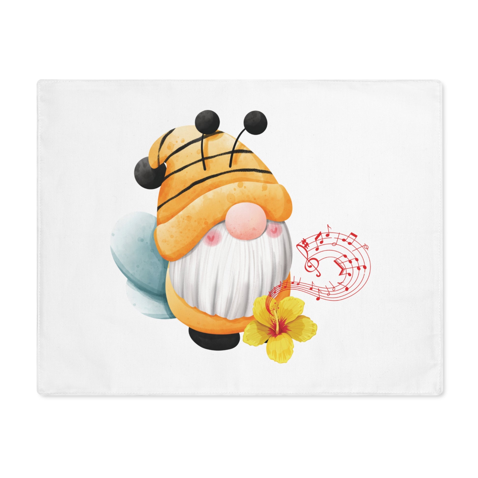 High-quality texture detail of the cotton twill fabric and vibrant print of the Golden Pollen Guardian placemat.