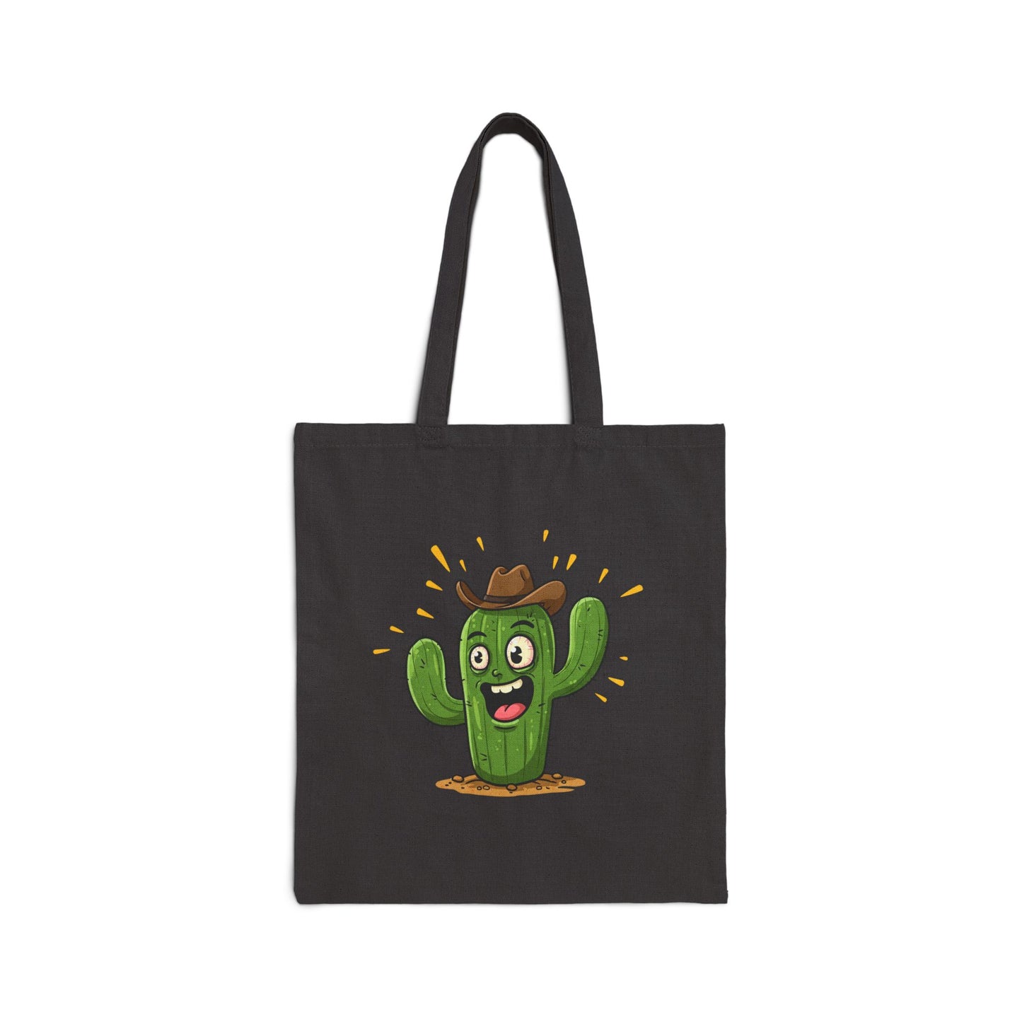 Cactus Cowboy Tote Bag - Eco-Friendly, Fun & Ready for Adventure! Black 15" x 16"