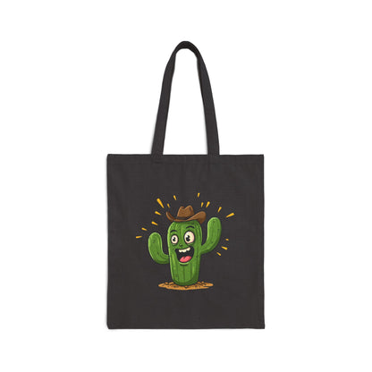 Cactus Cowboy Tote Bag - Eco-Friendly, Fun & Ready for Adventure! Black 15" x 16"