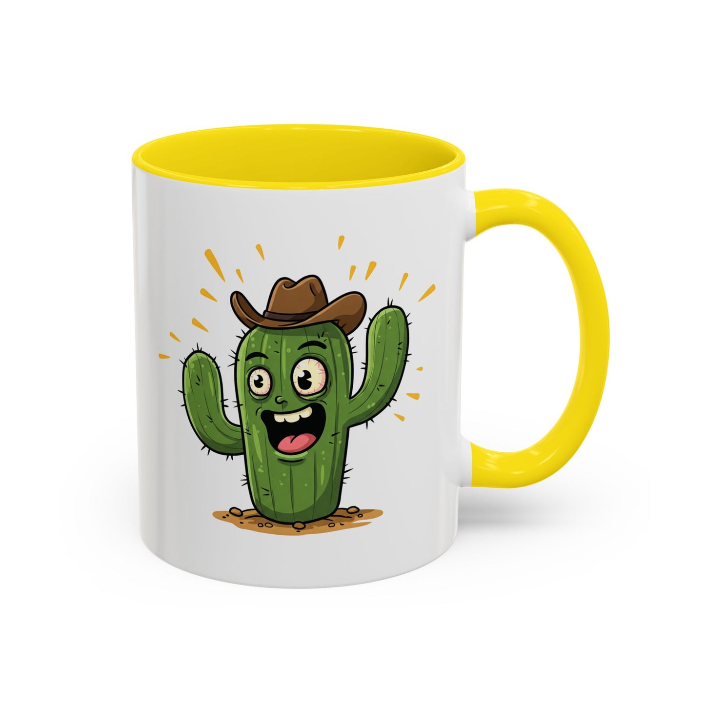 Cactus Mania Cowboy Cactus Mug - Fun & Durable Ceramic Cup for Cactus Lovers 11oz Yellow