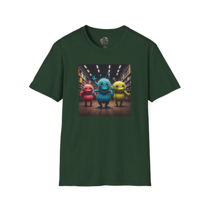  Alien dancer on a forest green T-shirt: funny and unique design