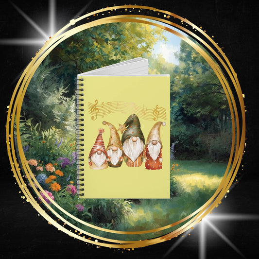Festive Four Gnomes Spiral Notebook - Christmas Holiday Ruled Journal - Winter Stationery Gift