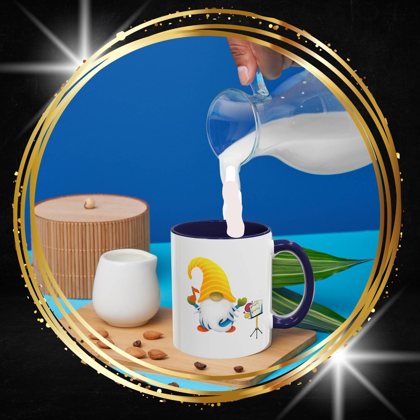 The Maestro’s Morning: Musical Gnome Yellow Accent Mug