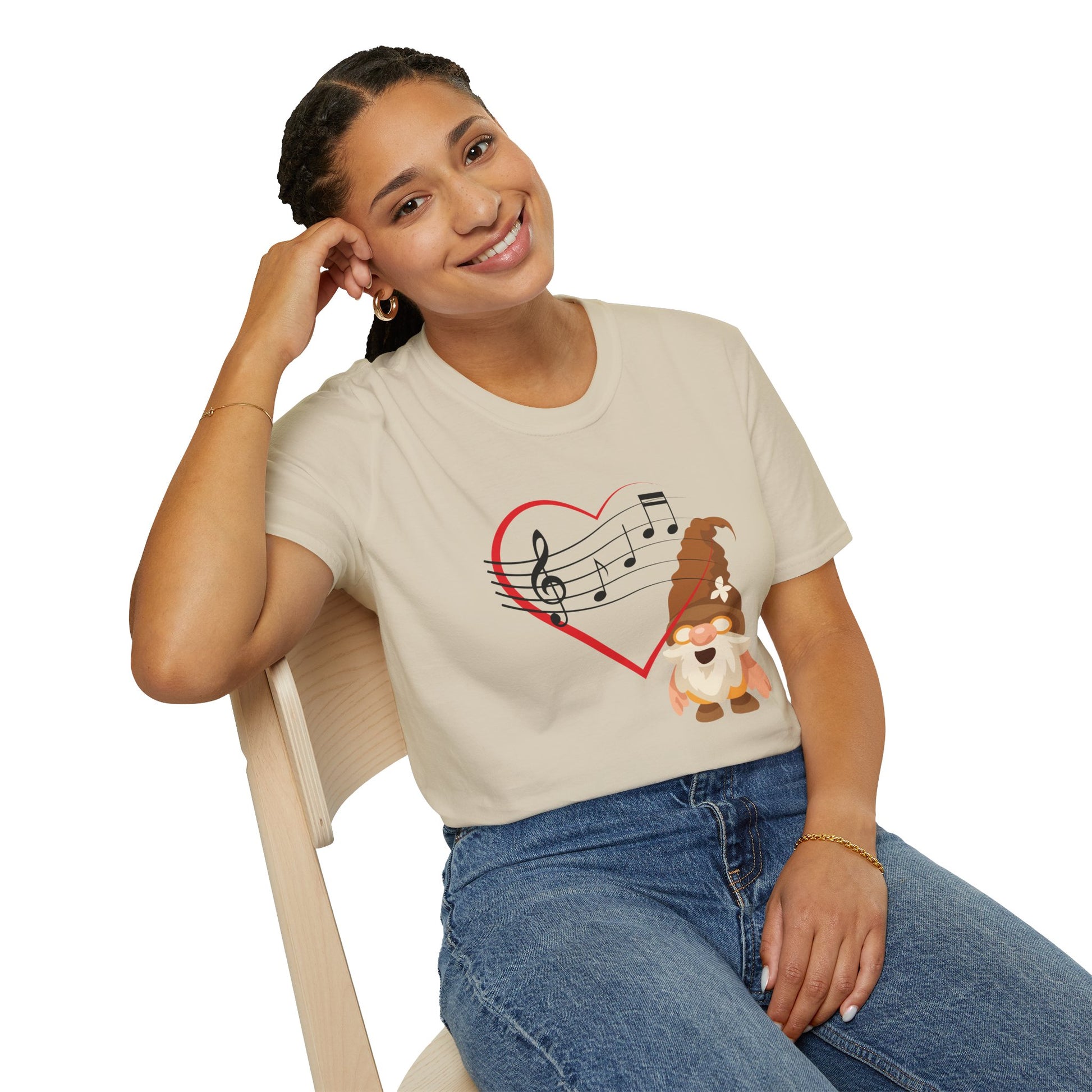 Gnome whispers heart of music gnome unisex t-shirt featuring melodies and magic