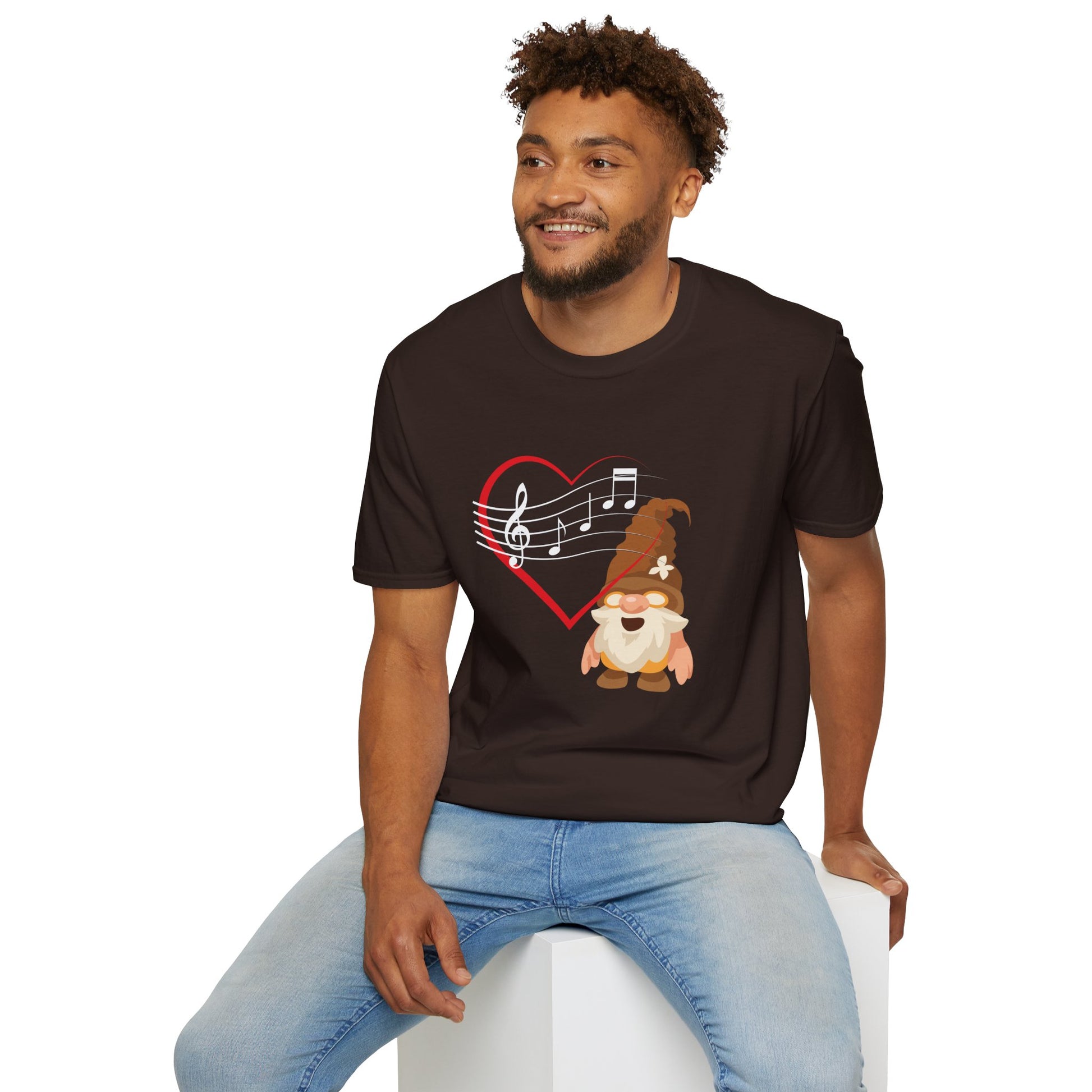 Gnome whispers heart of music gnome unisex t-shirt featuring melodies and magic