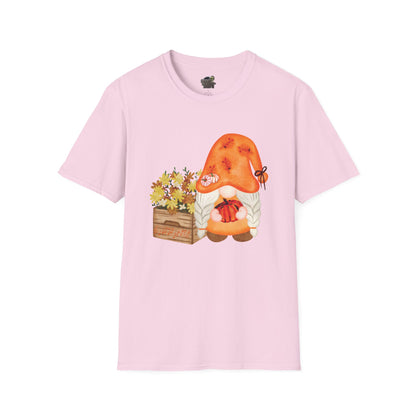 Flower Pot Gnome Unisex T-Shirt: Autumnal Charm & Secret Melodies Light Pink