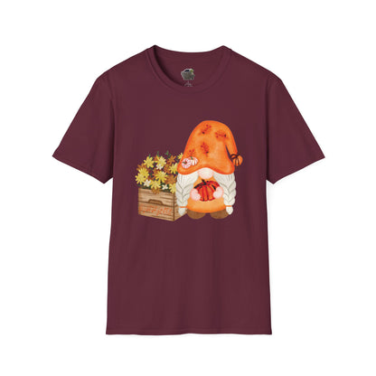 Flower Pot Gnome Unisex T-Shirt: Autumnal Charm & Secret Melodies Maroon