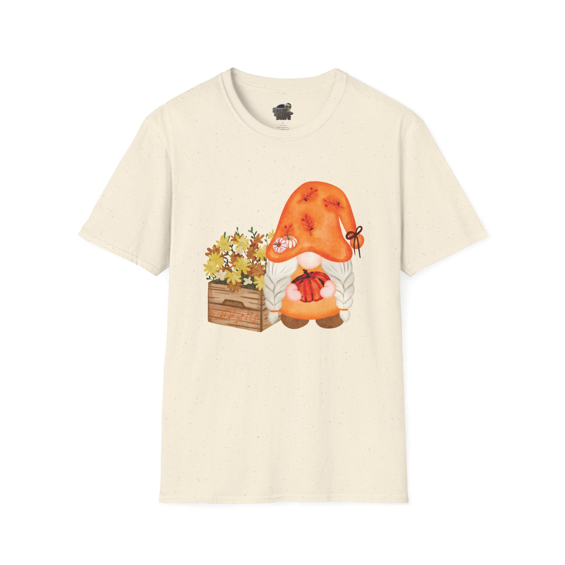 Flower Pot Gnome Unisex T-Shirt: Autumnal Charm & Secret Melodies Natural