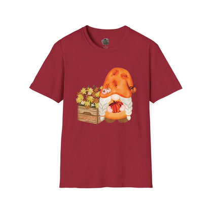 Flower Pot Gnome Unisex T-Shirt: Autumnal Charm & Secret Melodies Antique Cherry Red