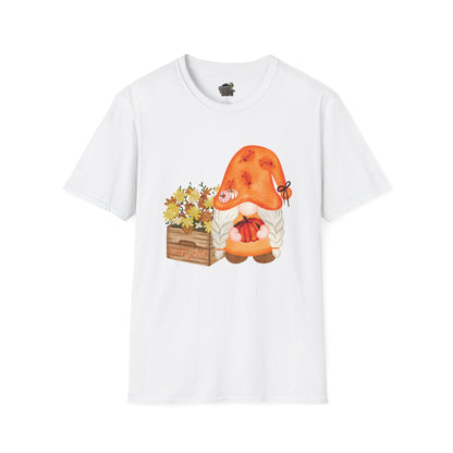 Flower Pot Gnome Unisex T-Shirt: Autumnal Charm & Secret Melodies White