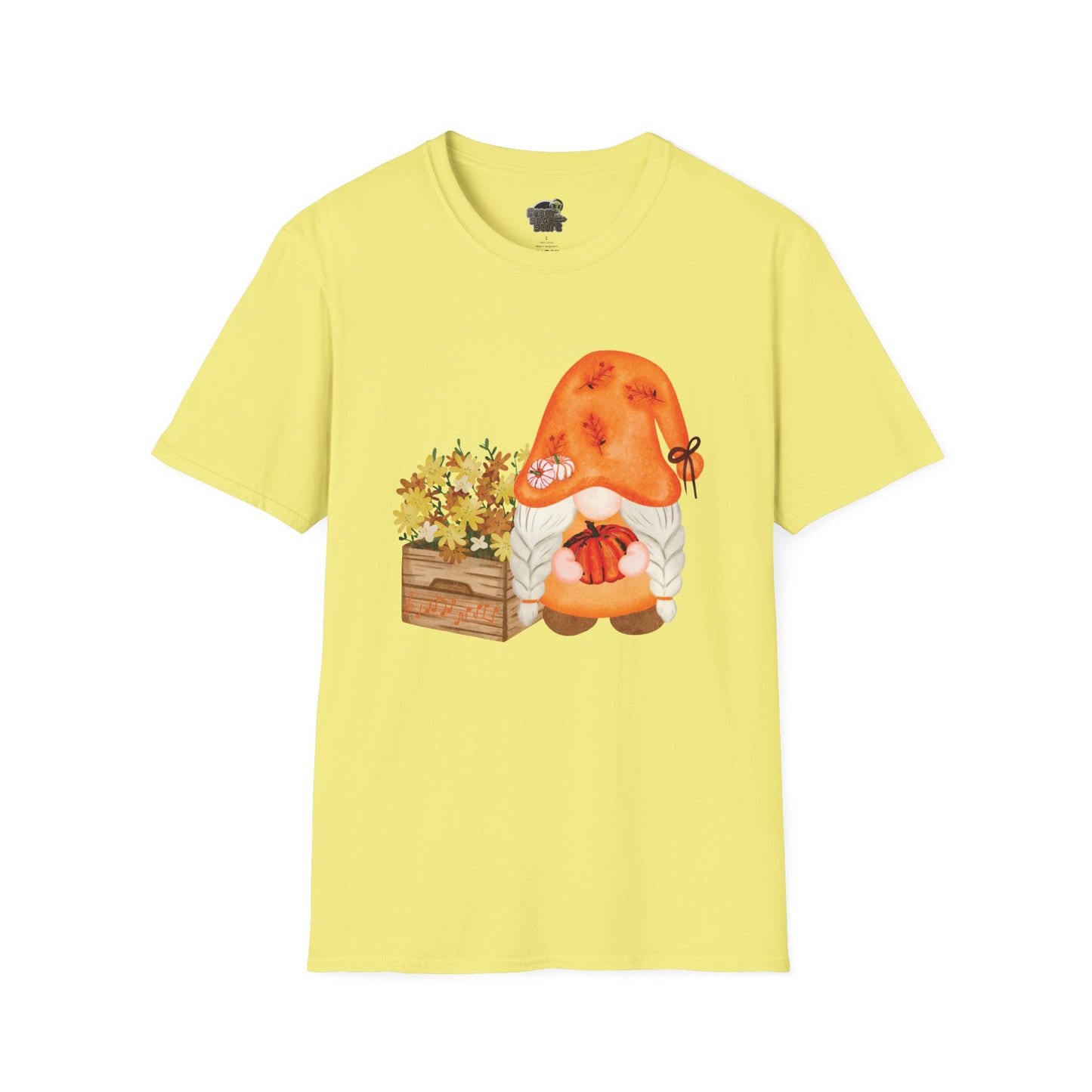 Flower Pot Gnome Unisex T-Shirt: Autumnal Charm & Secret Melodies Cornsilk