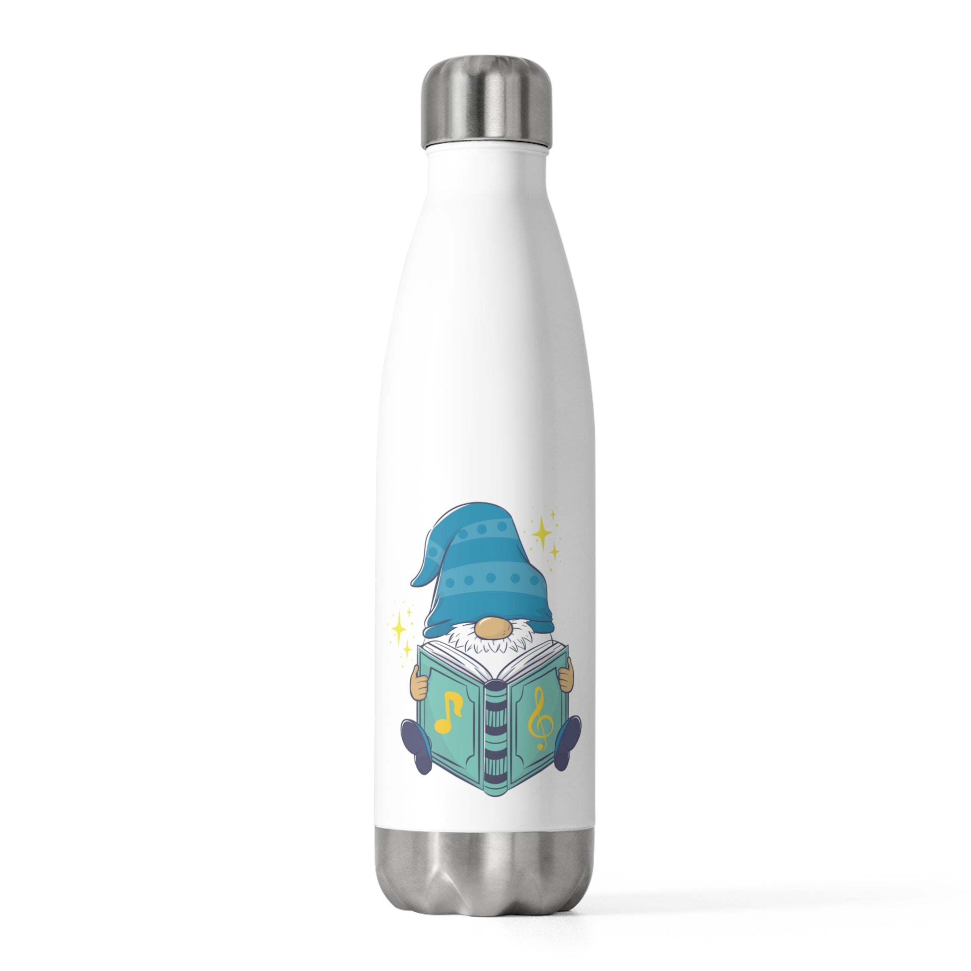 Whimsical Wisdom: Light Blue Gnome with Book Insulated Water Bottle!