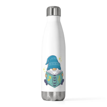 Whimsical Wisdom: Light Blue Gnome with Book Insulated Water Bottle!