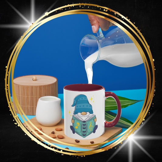 The Enchanted Scholar: Whimsical Gnome Music Book Mug