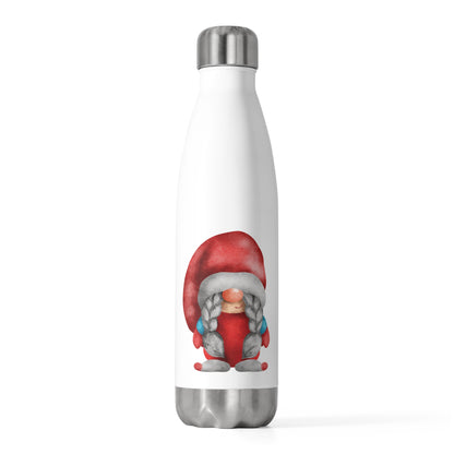 Melodious Charm: Red Gnome with Braids Insulated Water Bottle!