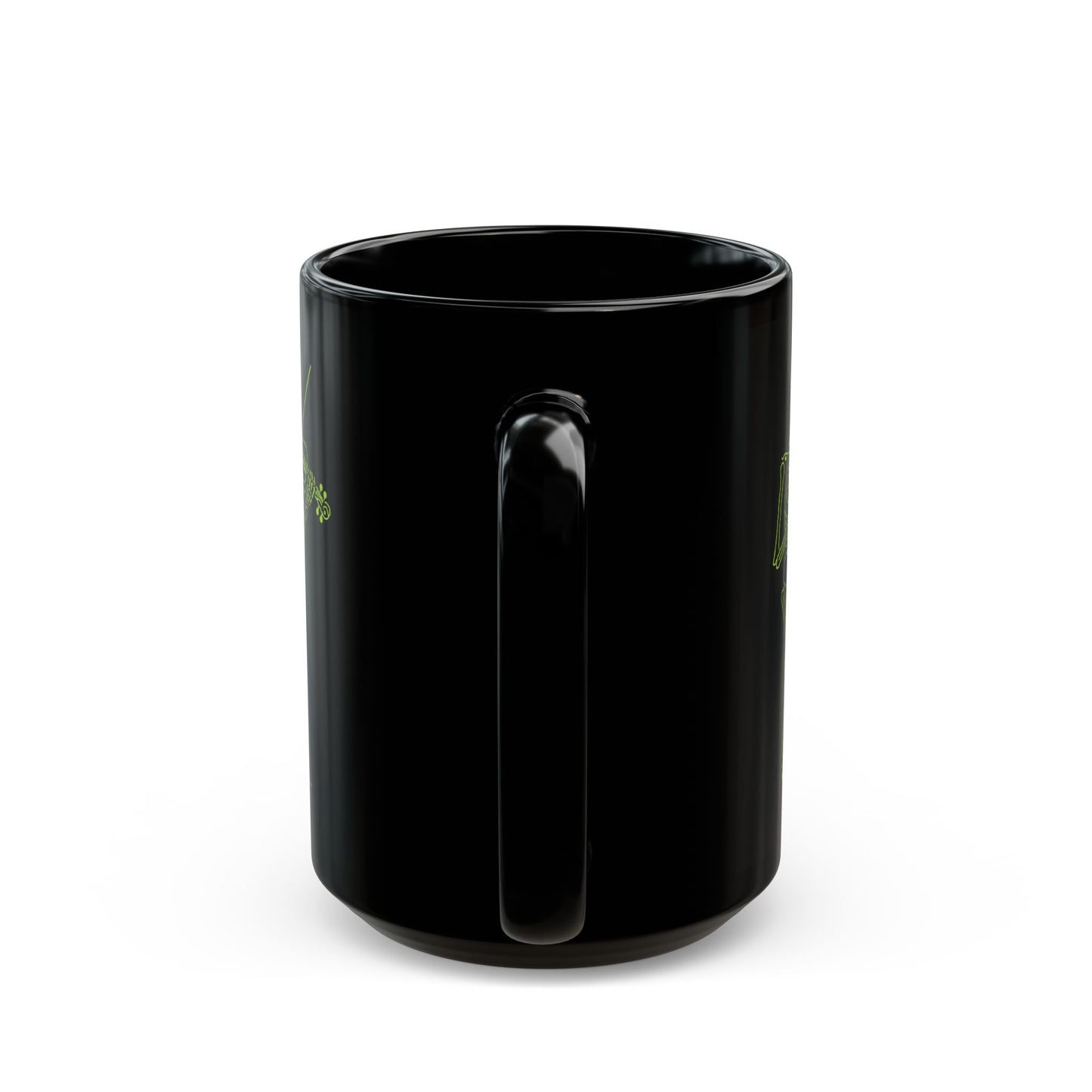 Black mug with a handle 