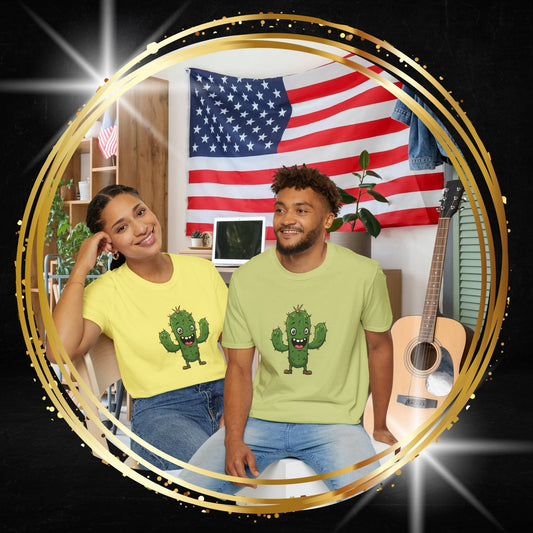 Cactus Mania T-Shirt: Joyful Cactus Tee | Organic Cotton & Stretchy Comfort
