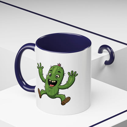 Cactus Mania Happy Jumping Cactus Mug - Cheerful Ceramic Coffee Cup