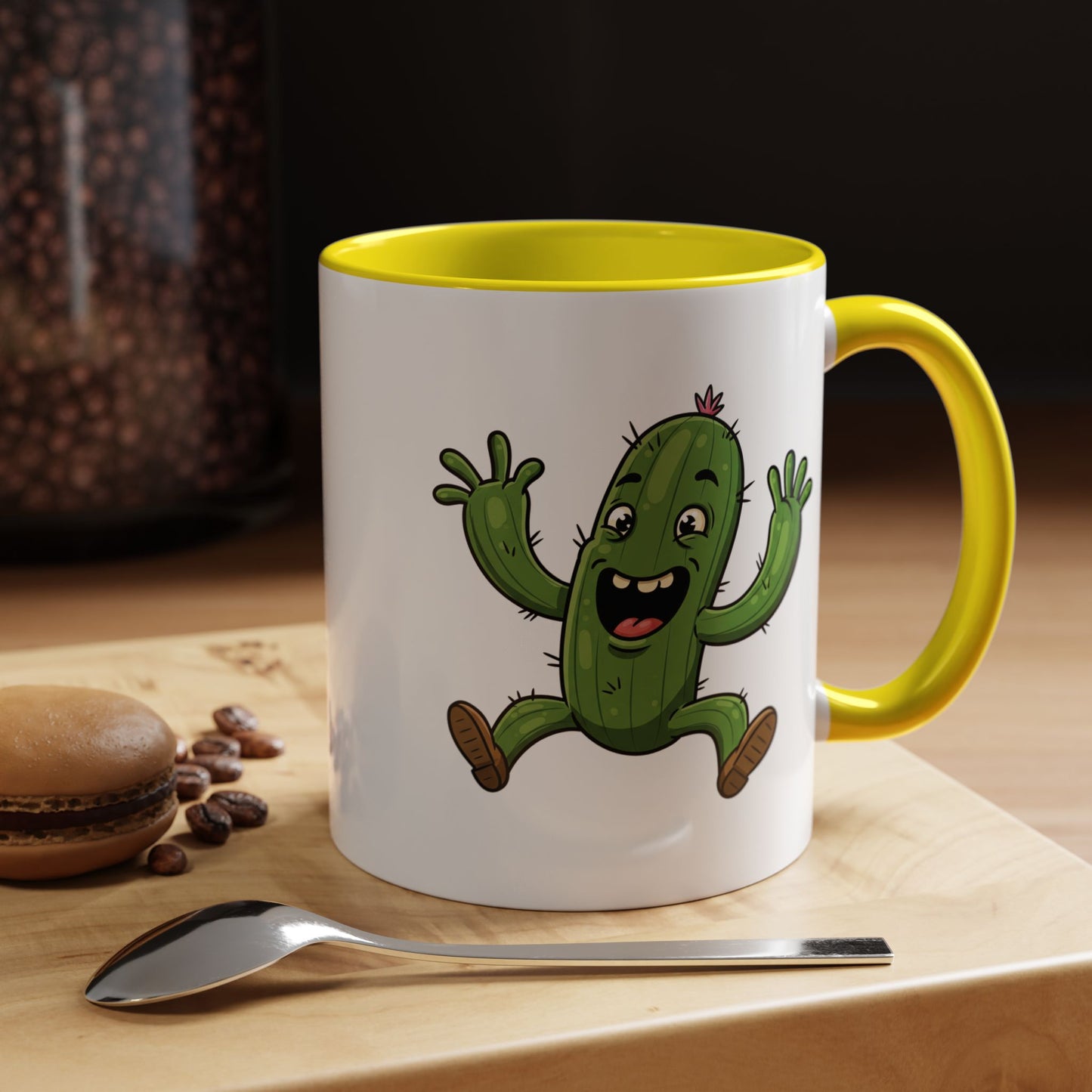 Happy Jumping Cactus Mug: Cute Succulent Ceramic Cup