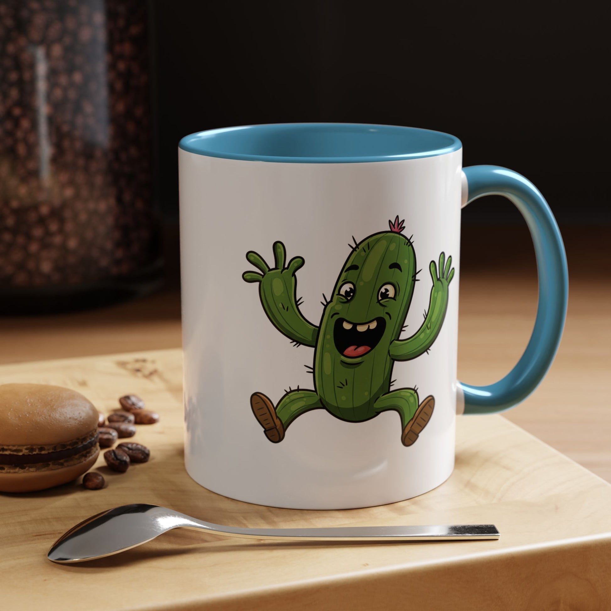 Cactus Mania Happy Jumping Cactus Mug - Cheerful Ceramic Coffee Cup