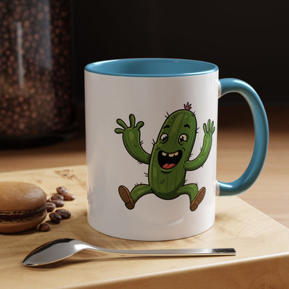 Cactus Mania Happy Jumping Cactus Mug - Cheerful Ceramic Coffee Cup