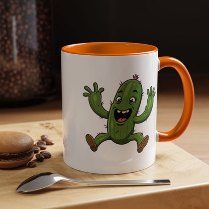 Cactus Mania Happy Jumping Cactus Mug - Cheerful Ceramic Coffee Cup