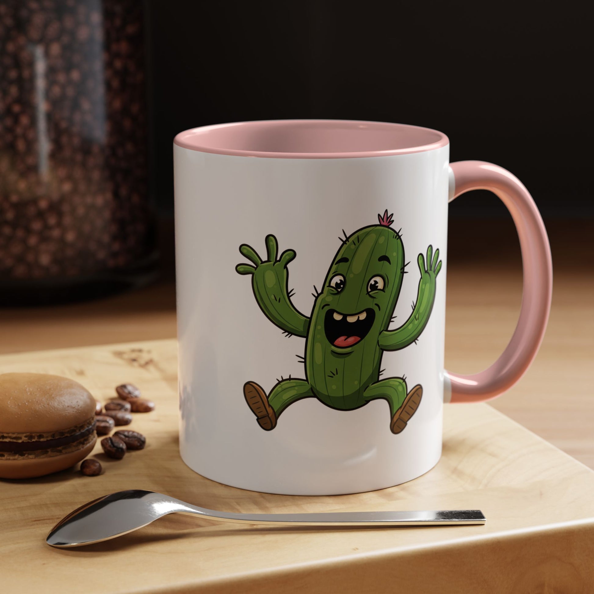 Cactus Mania Happy Jumping Cactus Mug - Cheerful Ceramic Coffee Cup