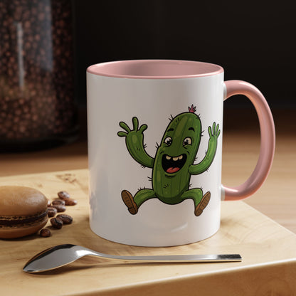 Cactus Mania Happy Jumping Cactus Mug - Cheerful Ceramic Coffee Cup