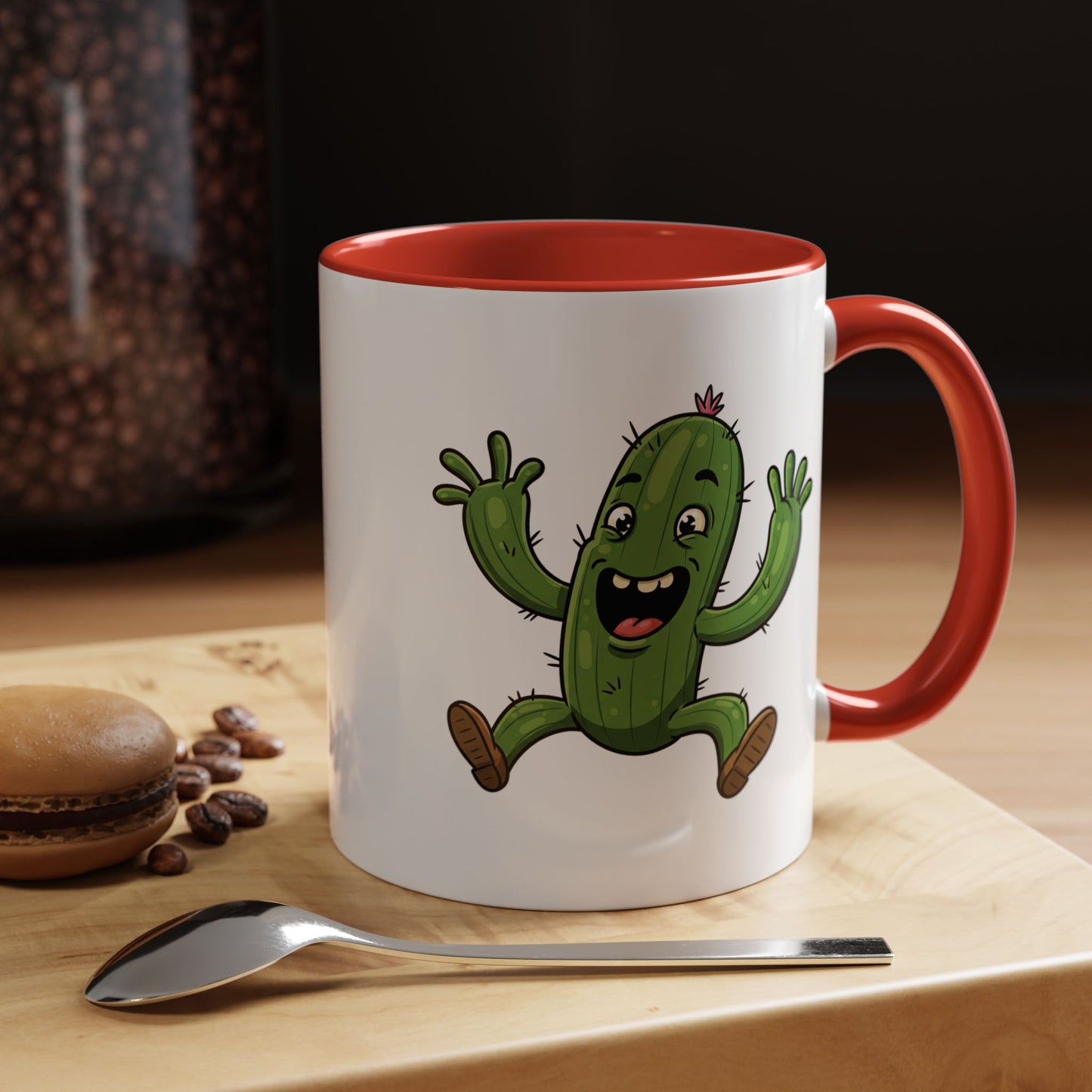 Cactus Mania Happy Jumping Cactus Mug - Cheerful Ceramic Coffee Cup