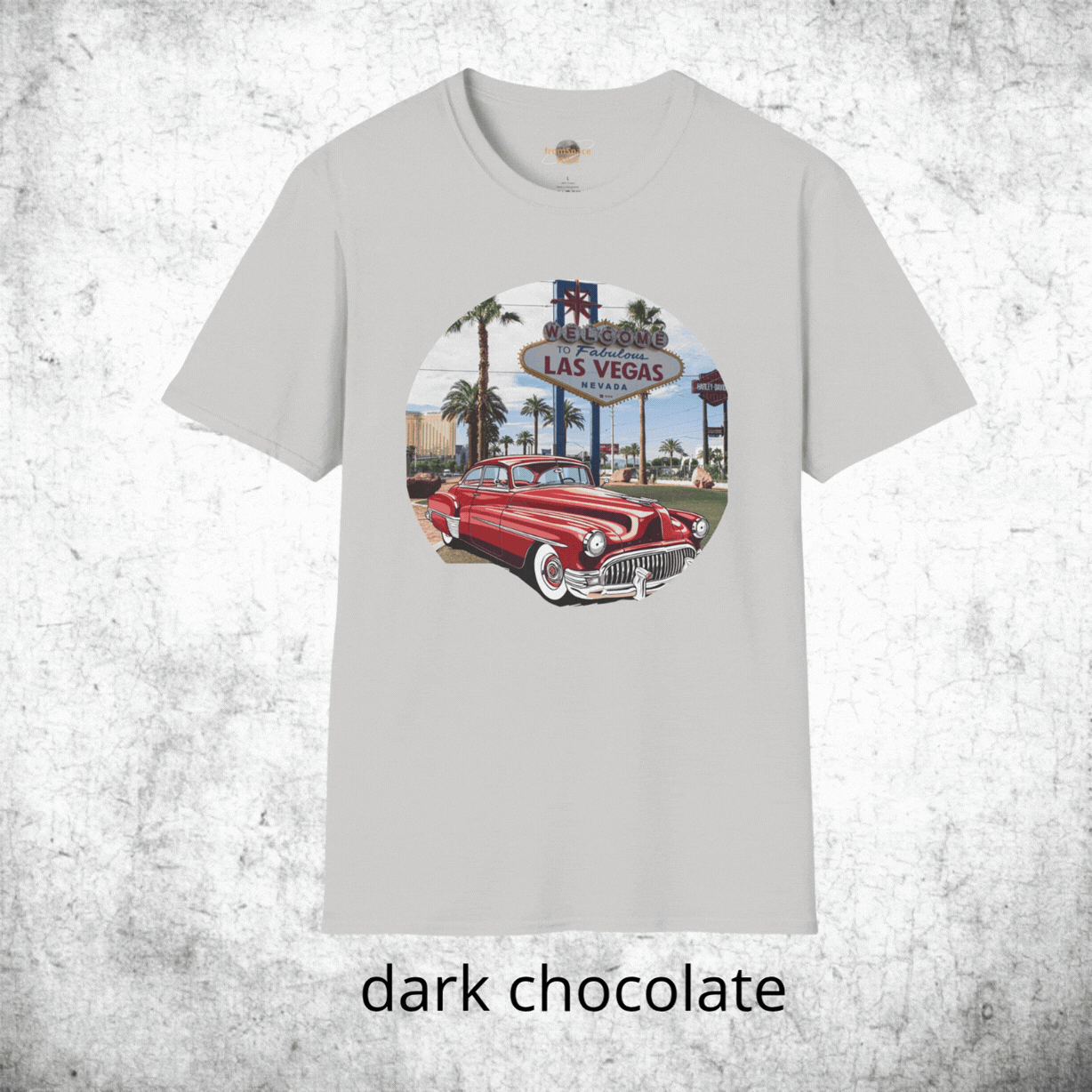 Animated view showing available shirt color options for the 1950s Las Vegas Buick vintage car graphic t-shirt