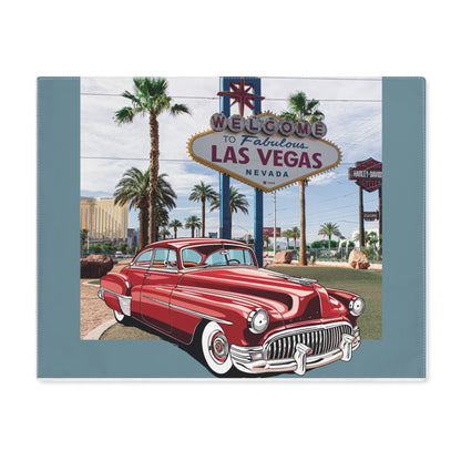 Retro Las Vegas themed dining decor with a classic American car