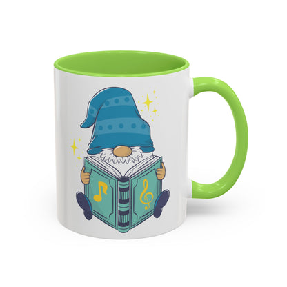 Whimsical Gnome & Music Book Mug - Brew Your Story | Ceramic Coffee & Tea Cup (11oz/15oz) 11oz Light Green