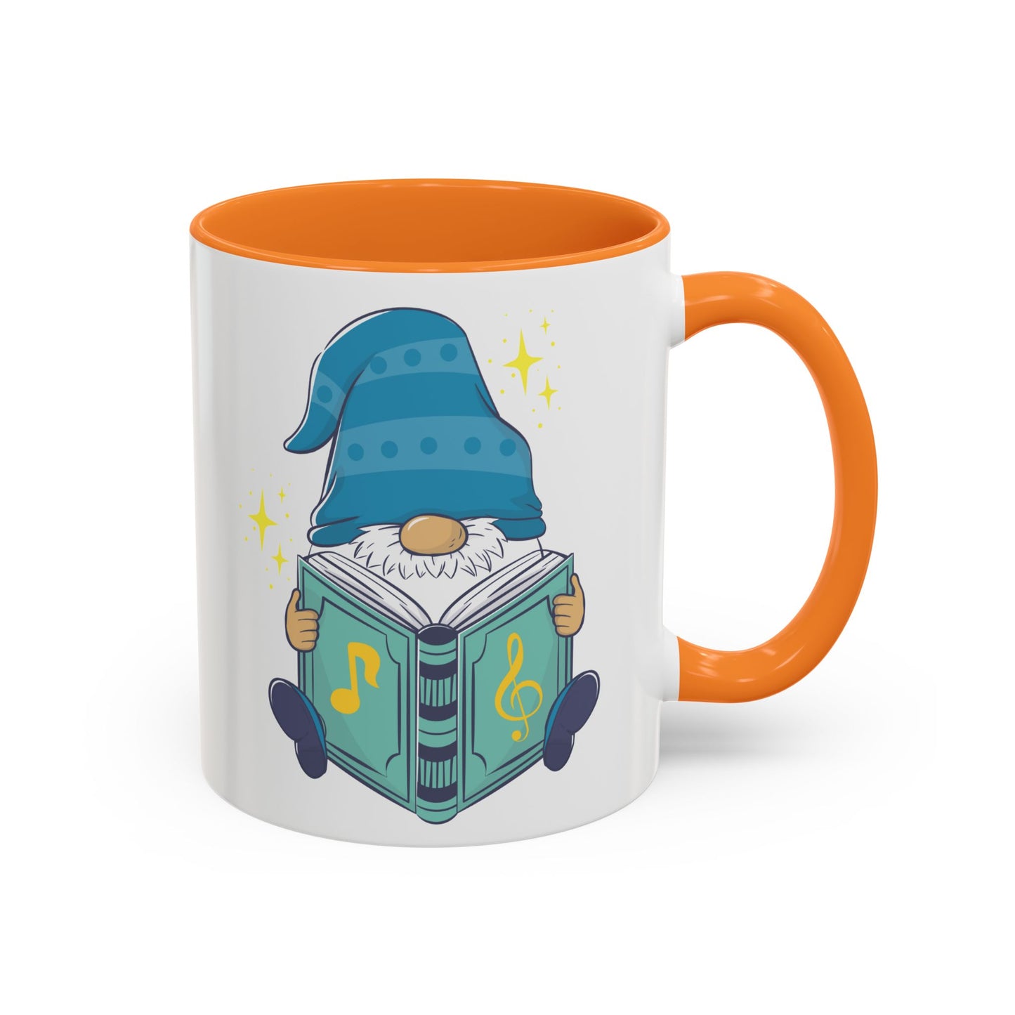 Whimsical Gnome & Music Book Mug -  Ceramic Coffee & Tea Cup (11oz/15oz)